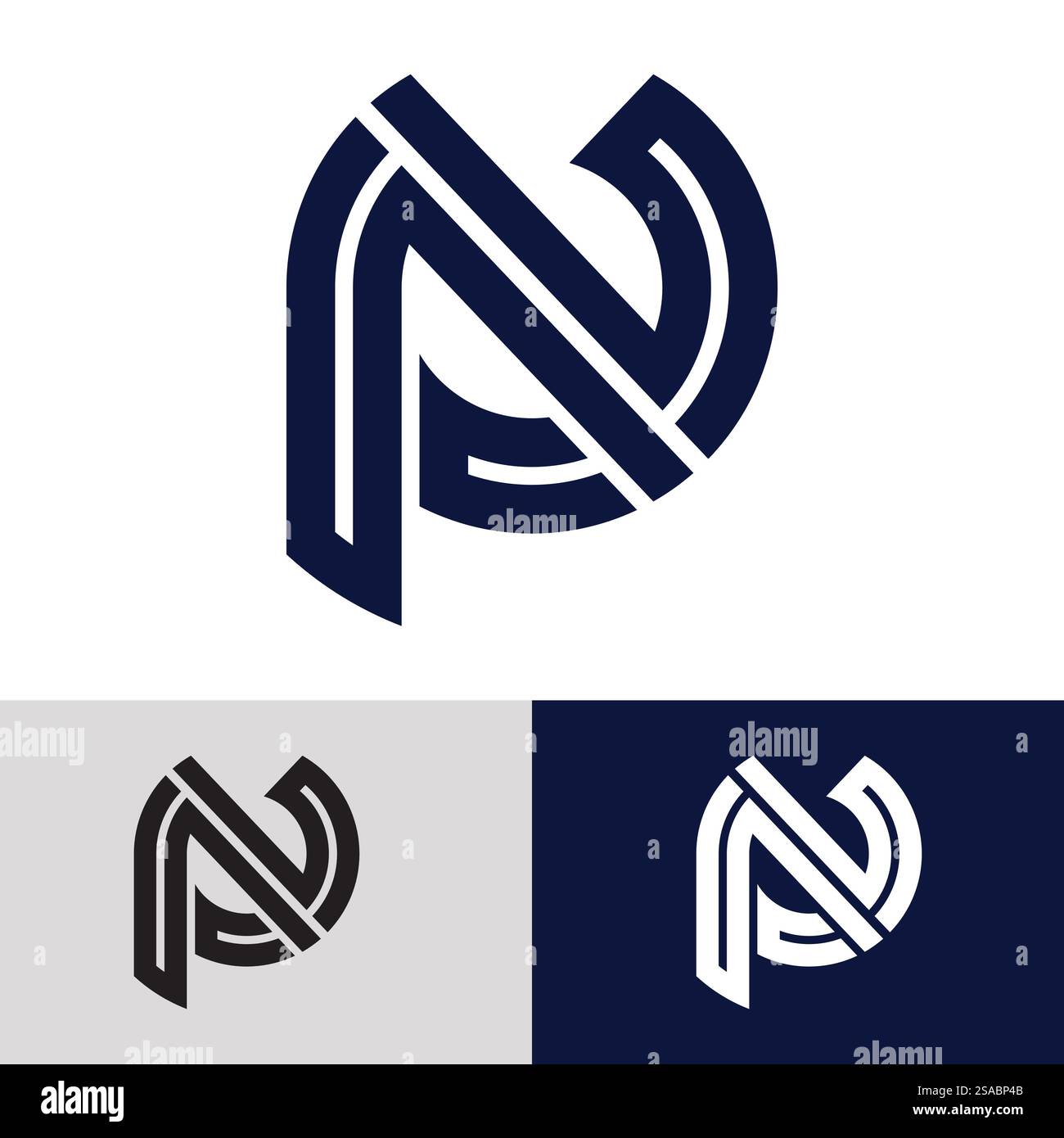 Buchstaben Monogramm-Logo PN, NP, P und N, elegantes und professionelles Letter-Icon-Design Stock Vektor