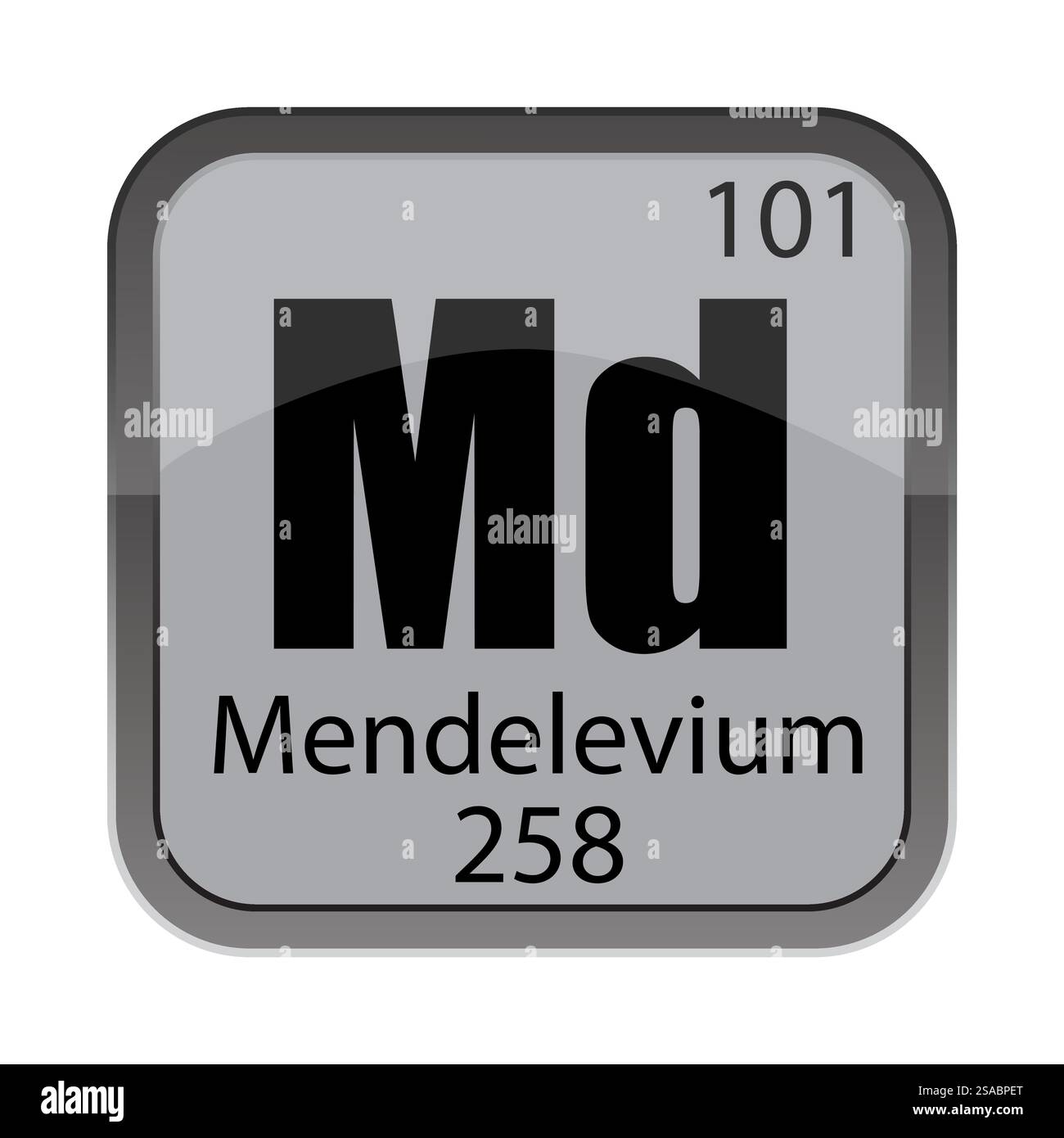Mendelevium 101. MD-Vektorsymbol. Hundert. Masse 258. Stock Vektor