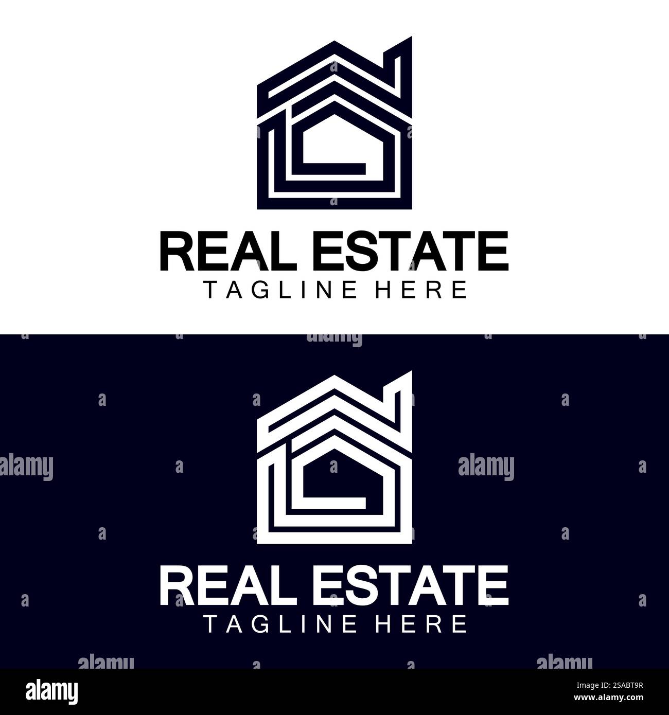 Real Estate Logo Vektor. Logo-Design-Vorlage für Immobilien-Immobilien-Illustration mit minimalistischem Konzept der Haussymbollinie Stock Vektor