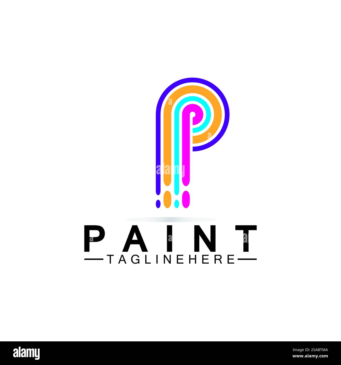 Buchstabe P mit Pinselsymbol für die Vektorvorlage des Logo-Konzepts. Stock Vektor