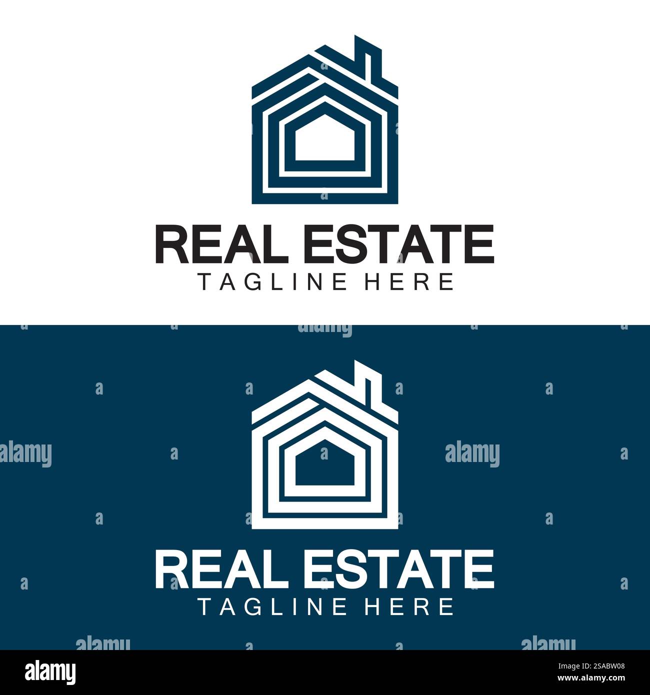 Real Estate Logo Vektor. Logo-Design-Vorlage für Immobilien-Immobilien-Illustration mit minimalistischem Konzept der Haussymbollinie Stock Vektor