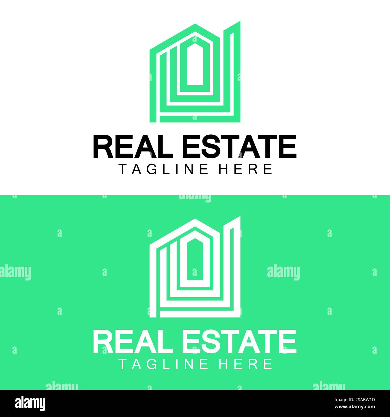 Real Estate Logo Vektor. Logo-Design-Vorlage für Immobilien-Immobilien-Illustration mit minimalistischem Konzept der Haussymbollinie Stock Vektor