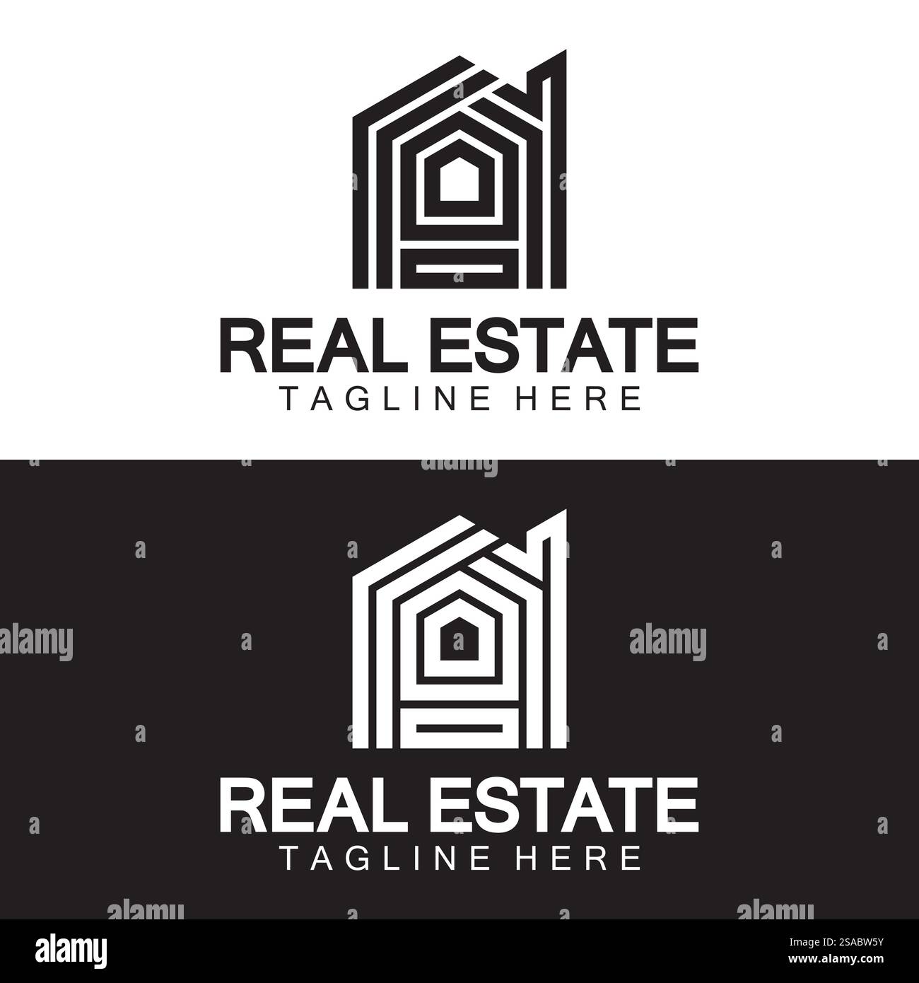 Real Estate Logo Vektor. Logo-Design-Vorlage für Immobilien-Immobilien-Illustration mit minimalistischem Konzept der Haussymbollinie Stock Vektor