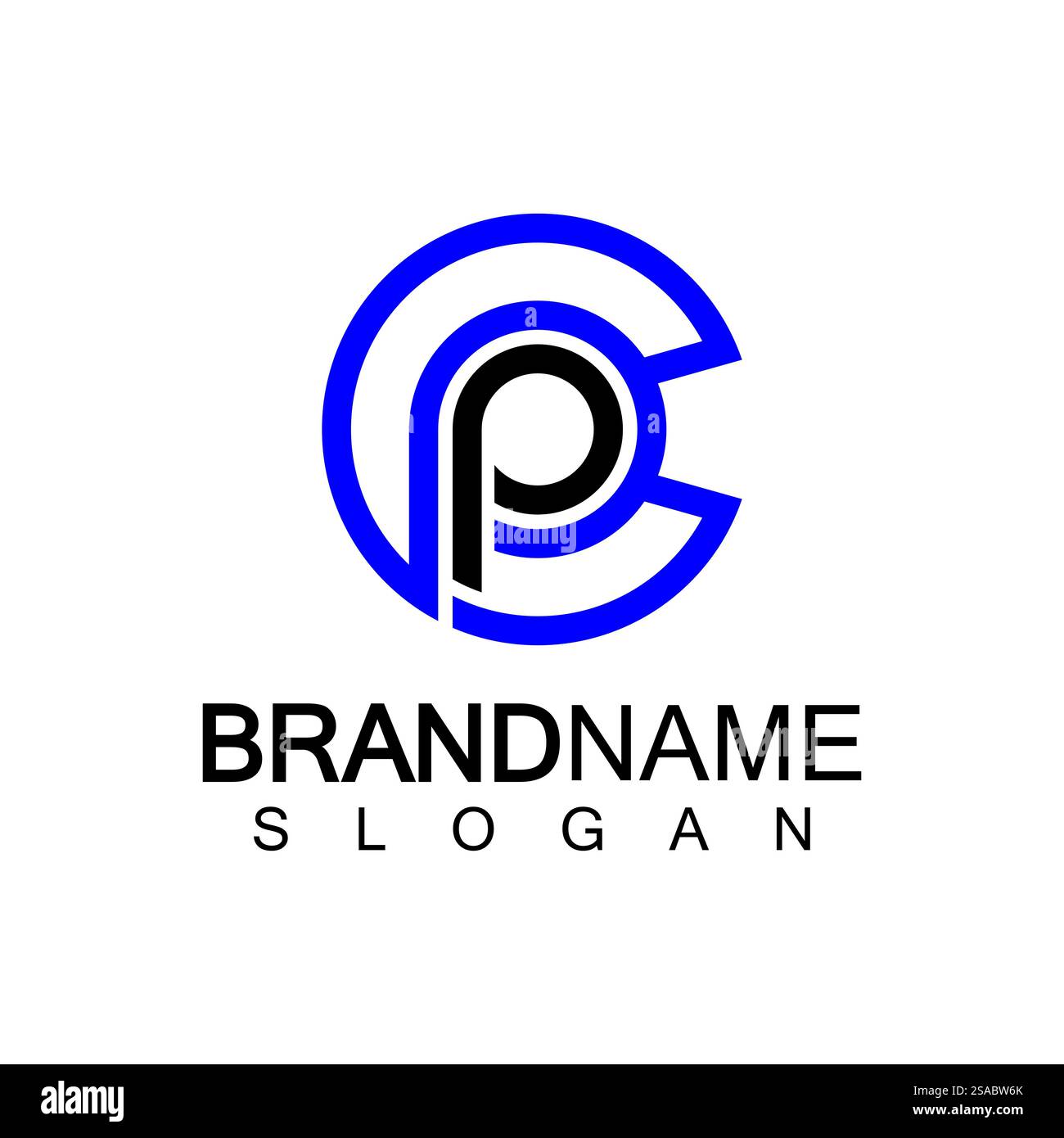 Anfangsbuchstabe Logo cp, pc, p innen c, Monogramm abgerundete Form Stock Vektor