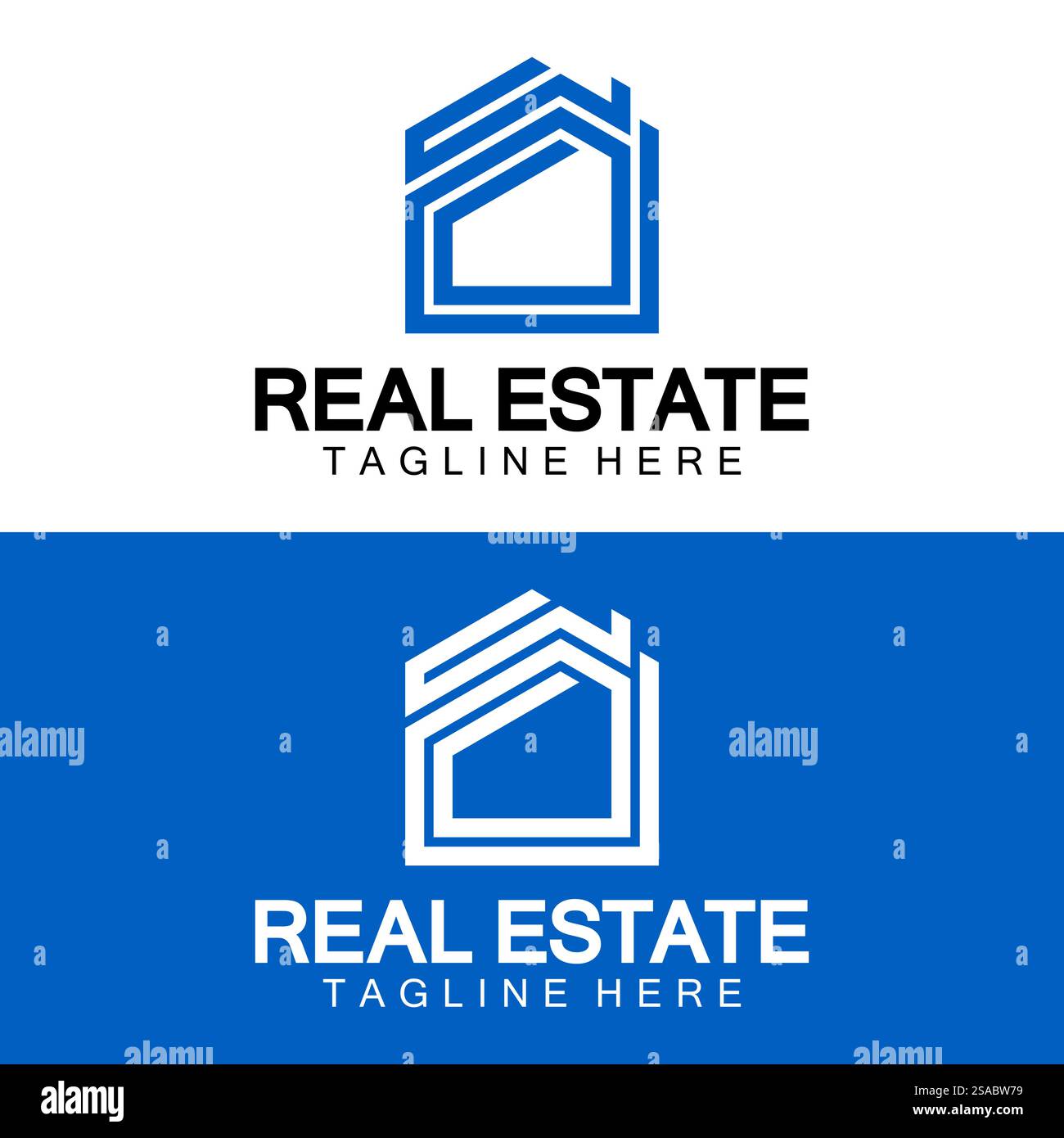 Real Estate Logo Vektor. Logo-Design-Vorlage für Immobilien-Immobilien-Illustration mit minimalistischem Konzept der Haussymbollinie Stock Vektor