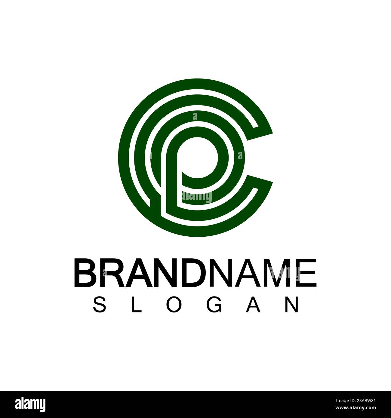 Anfangsbuchstabe Logo cp, pc, p innen c, Monogramm abgerundete Form Stock Vektor