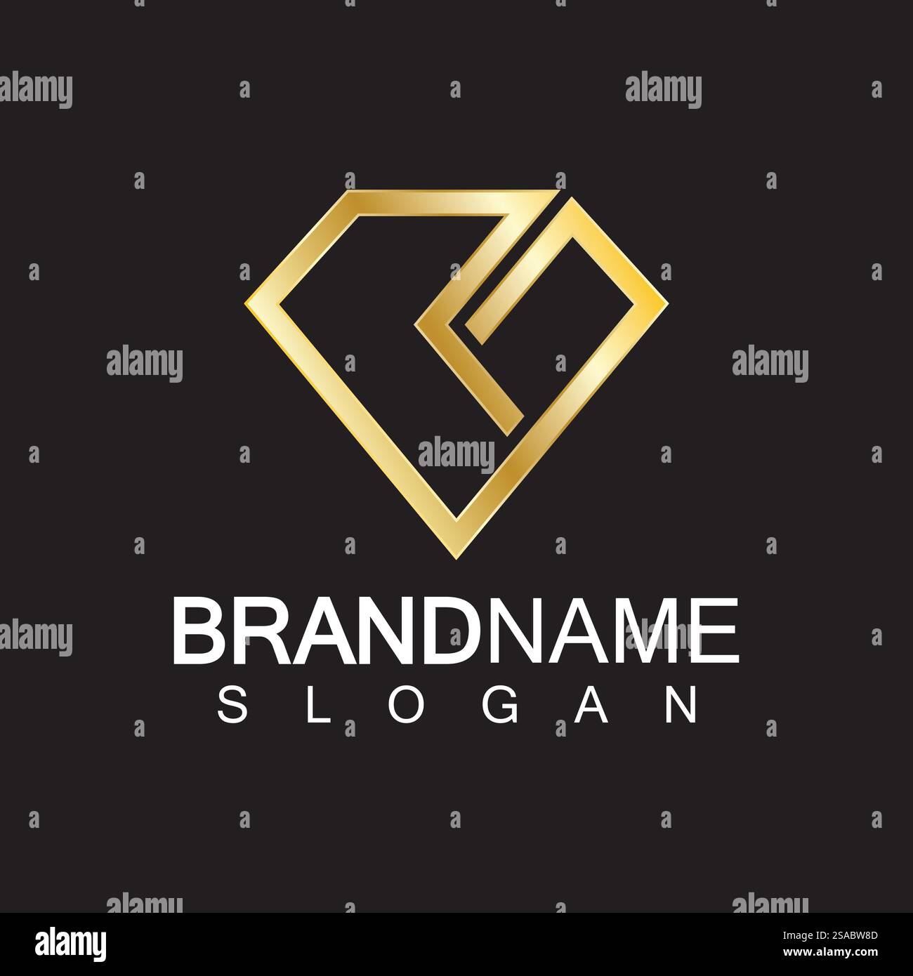 Ein rautenförmiger schwarzer Hintergrund mit dem Buchstaben R. Stock Vektor