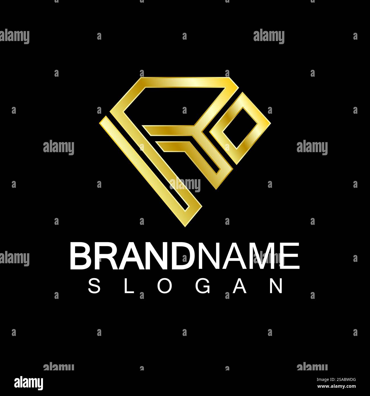 Ein rautenförmiger schwarzer Hintergrund mit dem Buchstaben R. Stock Vektor