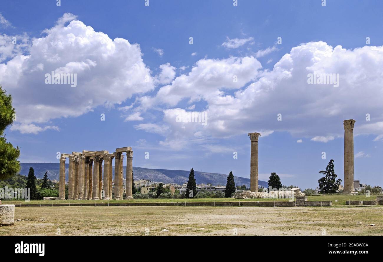 Der Tempel des Olympischen Zeus, Olympieion, Athen, Griechenland, Europa Stockfoto