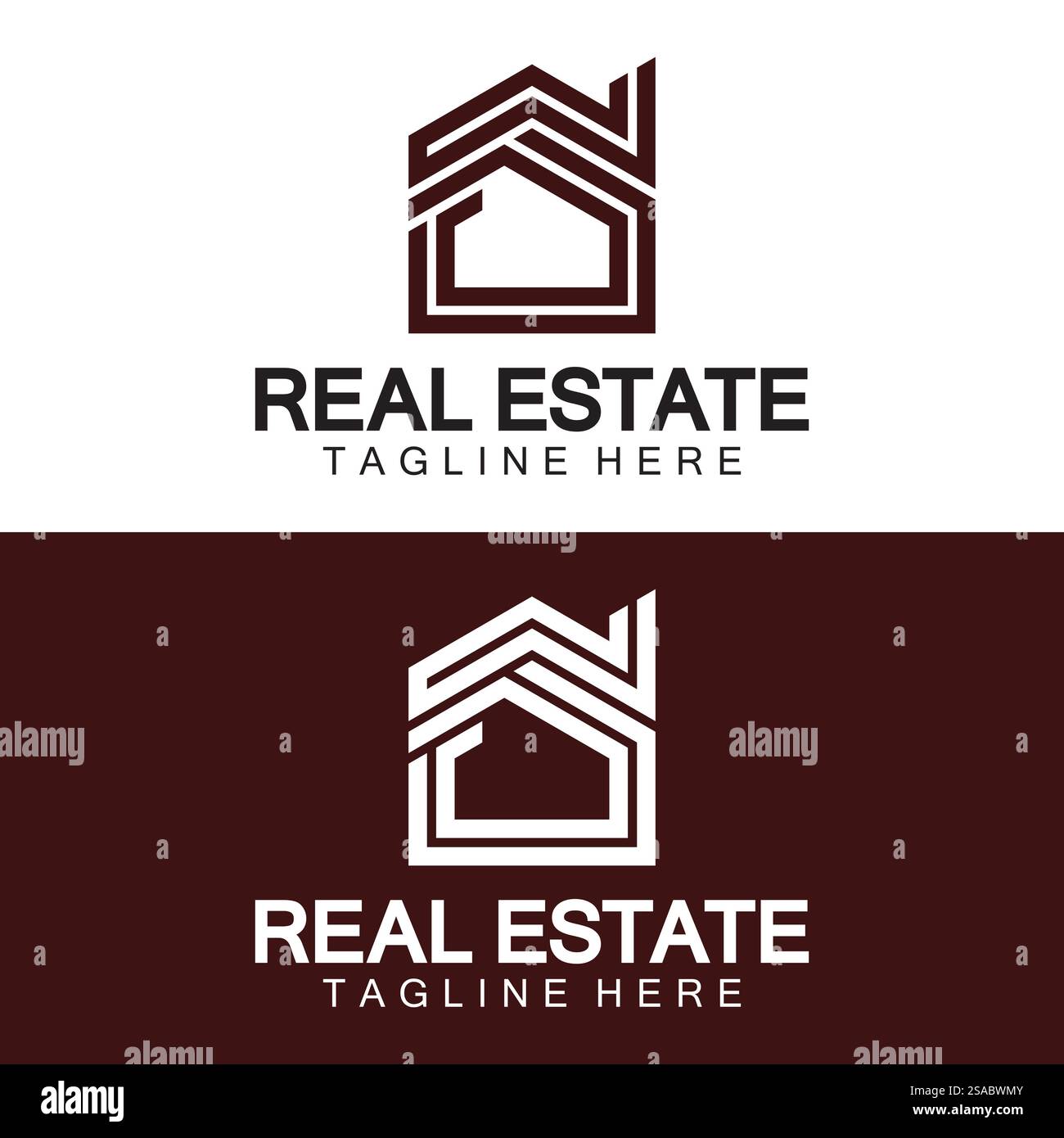 Real Estate Logo Vektor. Logo-Design-Vorlage für Immobilien-Immobilien-Illustration mit minimalistischem Konzept der Haussymbollinie Stock Vektor