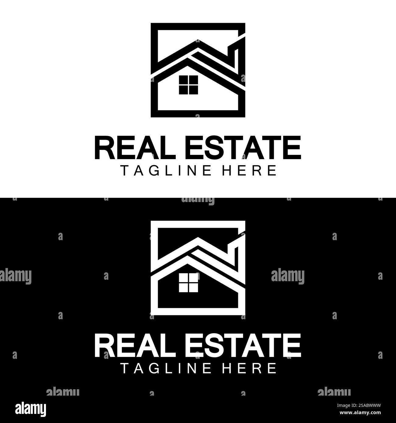 Real Estate Logo Vektor. Logo-Design-Vorlage für Immobilien-Immobilien-Illustration mit minimalistischem Konzept der Haussymbollinie Stock Vektor