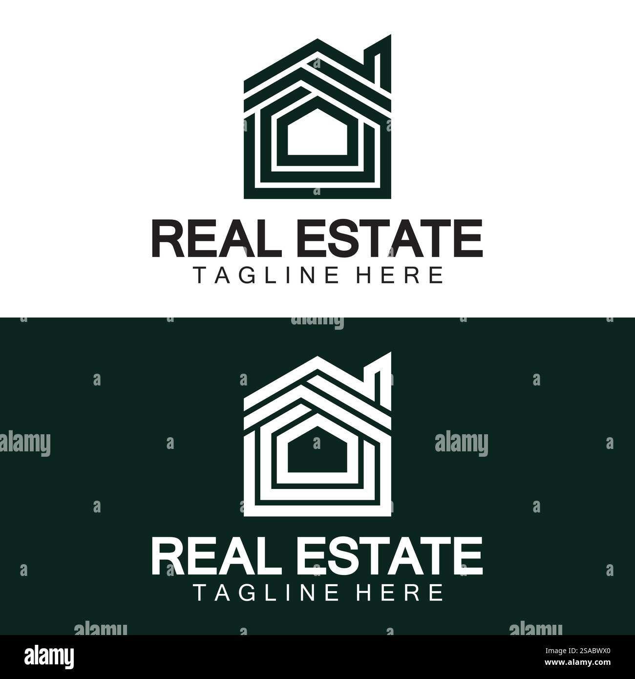 Real Estate Logo Vektor. Logo-Design-Vorlage für Immobilien-Immobilien-Illustration mit minimalistischem Konzept der Haussymbollinie Stock Vektor