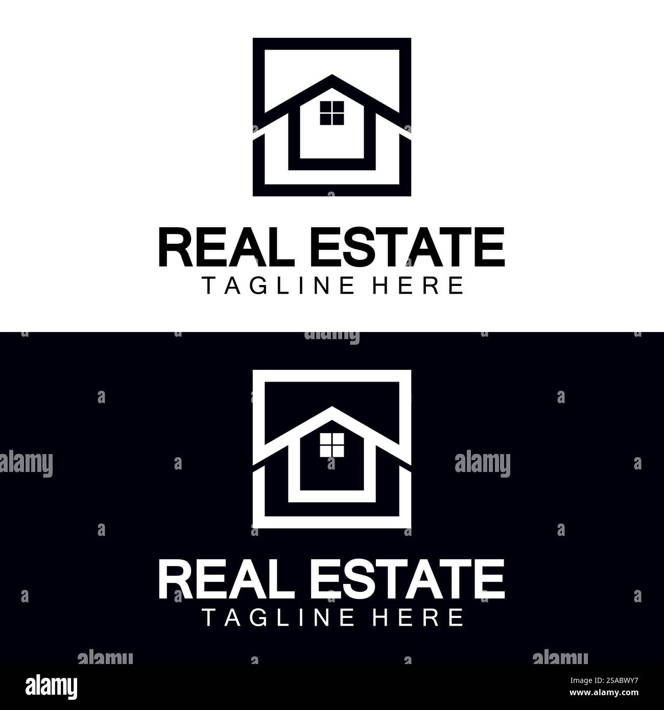 Real Estate Logo Vektor. Logo-Design-Vorlage für Immobilien-Immobilien-Illustration mit minimalistischem Konzept der Haussymbollinie Stock Vektor