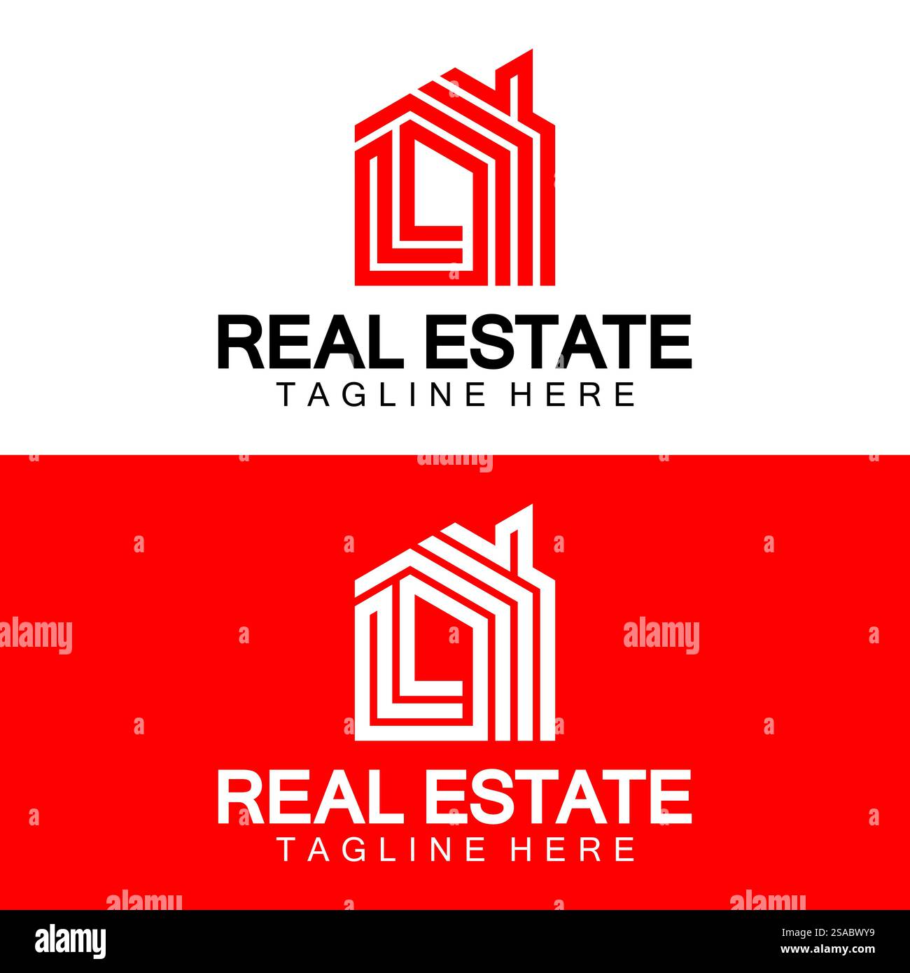Real Estate Logo Vektor. Logo-Design-Vorlage für Immobilien-Immobilien-Illustration mit minimalistischem Konzept der Haussymbollinie Stock Vektor