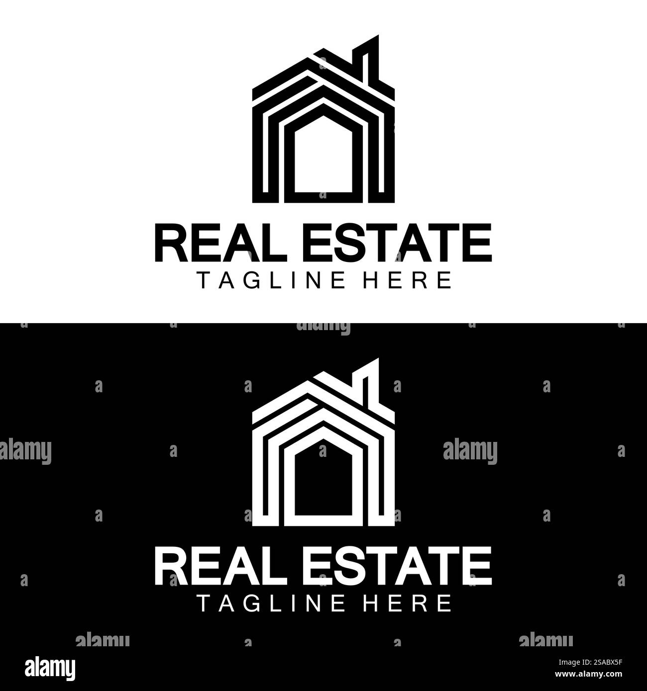 Real Estate Logo Vektor. Logo-Design-Vorlage für Immobilien-Immobilien-Illustration mit minimalistischem Konzept der Haussymbollinie Stock Vektor