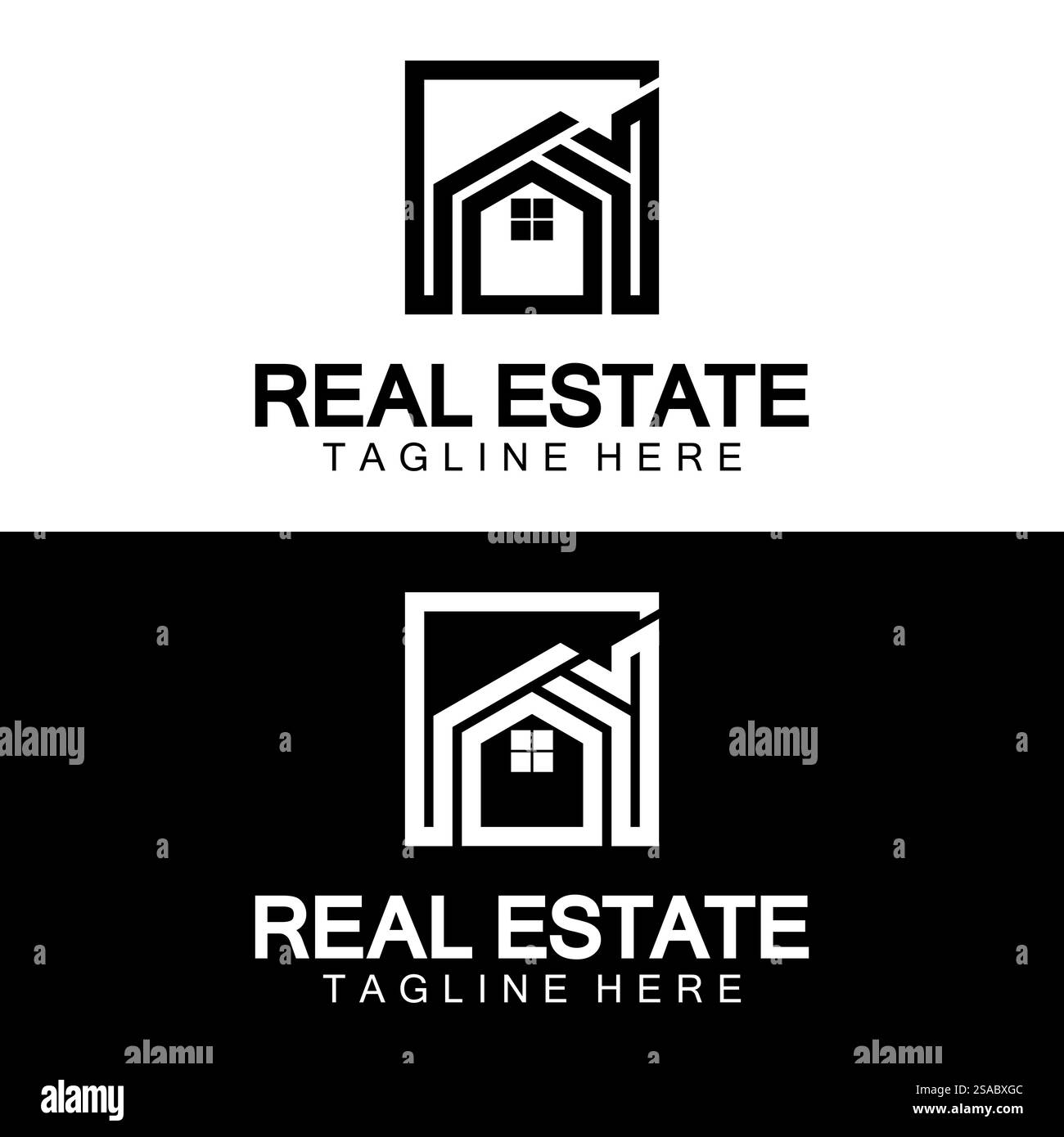 Real Estate Logo Vektor. Logo-Design-Vorlage für Immobilien-Immobilien-Illustration mit minimalistischem Konzept der Haussymbollinie Stock Vektor