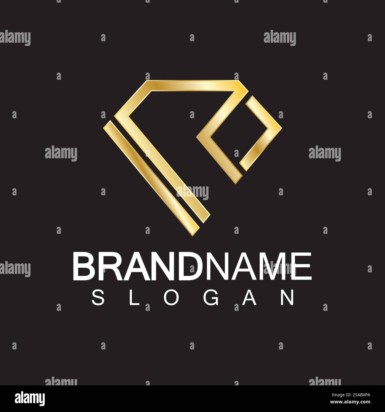 Ein rautenförmiger schwarzer Hintergrund mit dem Buchstaben R. Stock Vektor