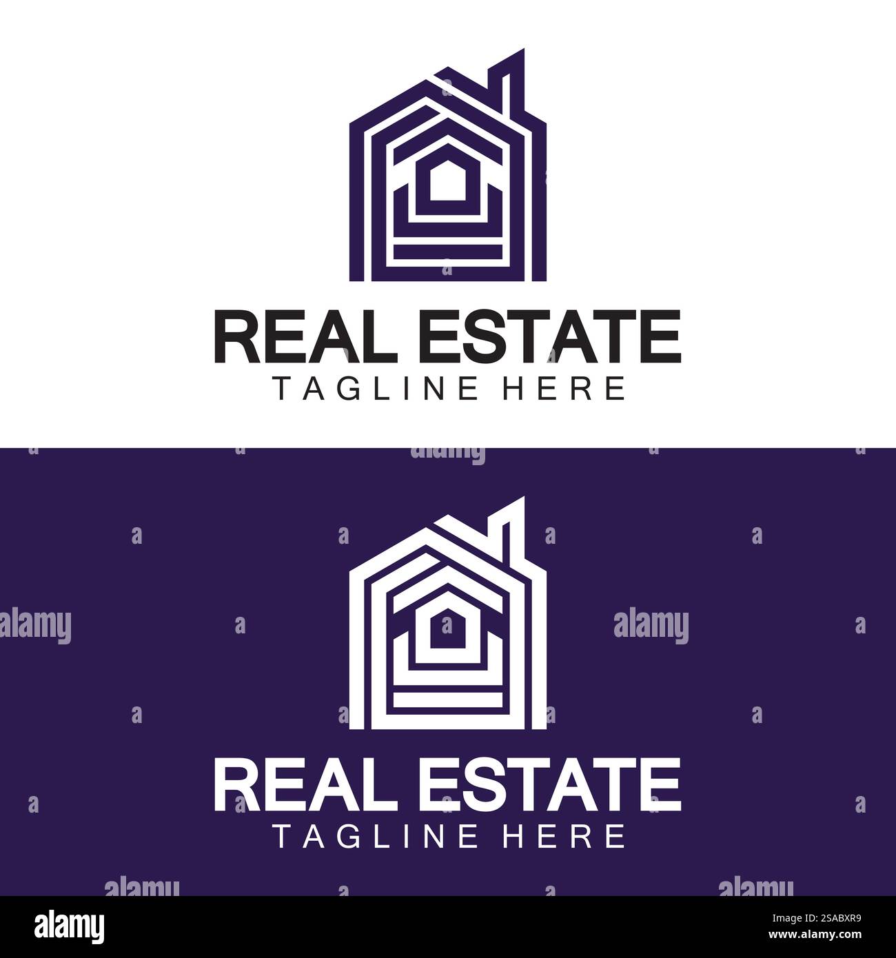 Real Estate Logo Vektor. Logo-Design-Vorlage für Immobilien-Immobilien-Illustration mit minimalistischem Konzept der Haussymbollinie Stock Vektor