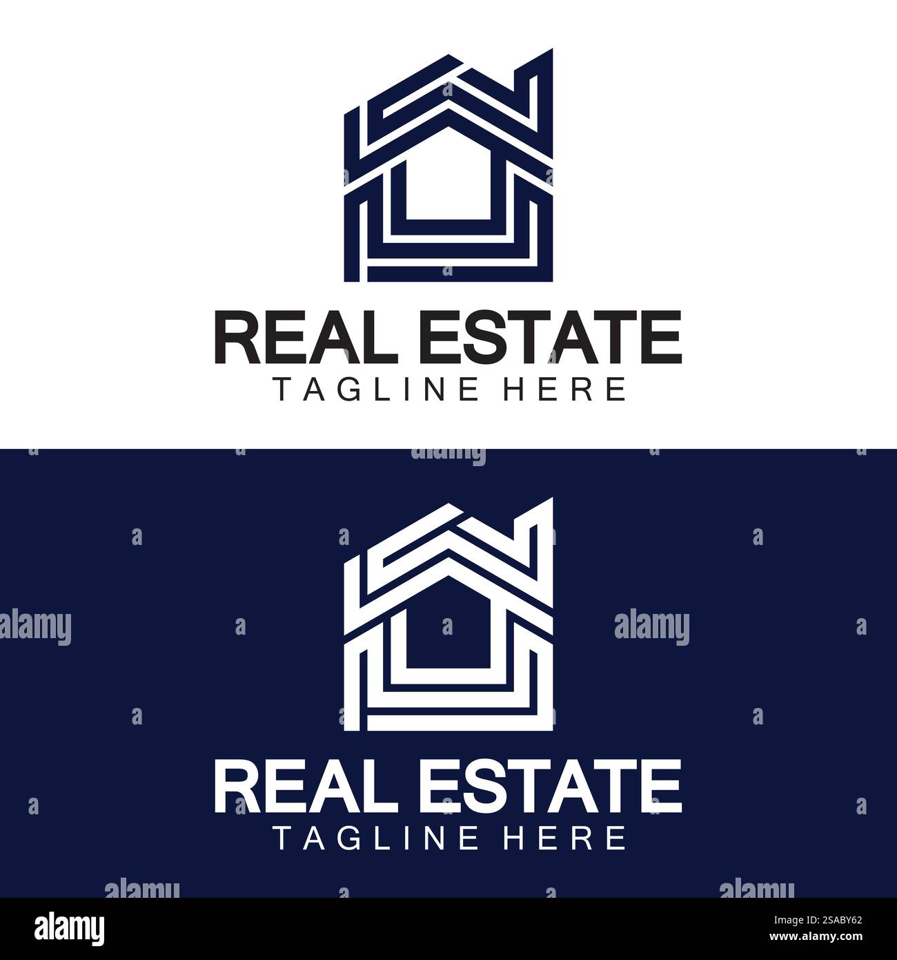 Real Estate Logo Vektor. Logo-Design-Vorlage für Immobilien-Immobilien-Illustration mit minimalistischem Konzept der Haussymbollinie Stock Vektor