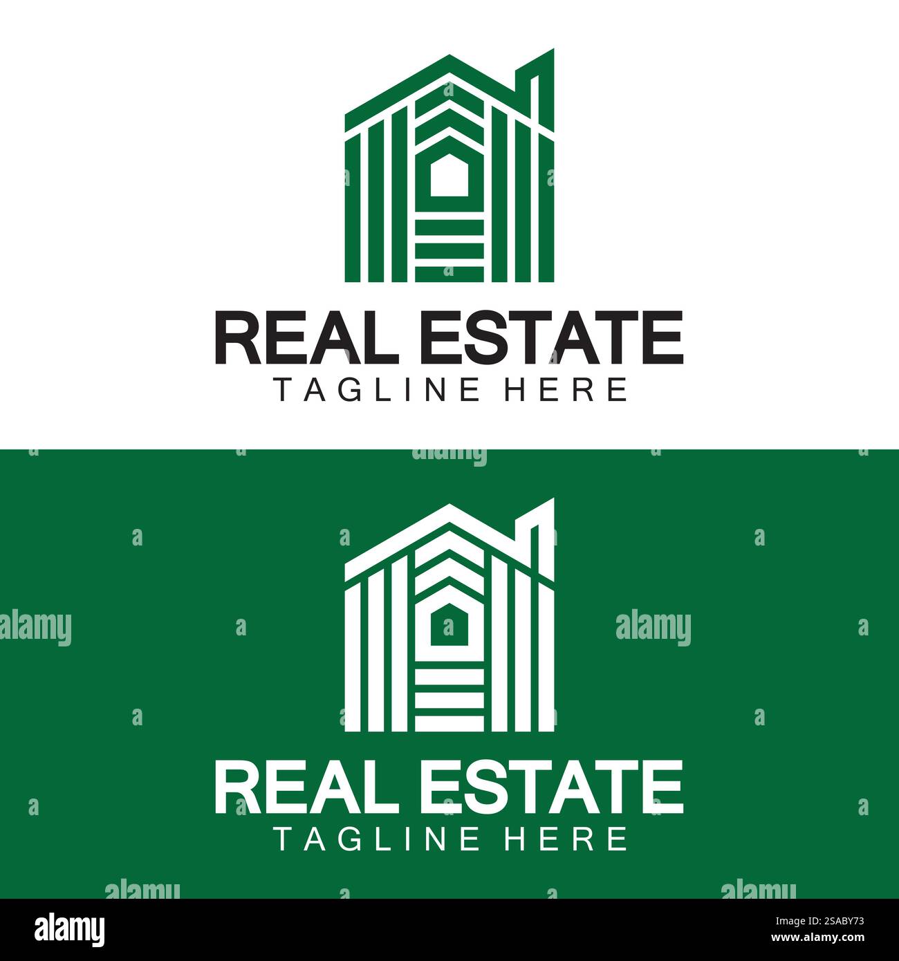 Real Estate Logo Vektor. Logo-Design-Vorlage für Immobilien-Immobilien-Illustration mit minimalistischem Konzept der Haussymbollinie Stock Vektor