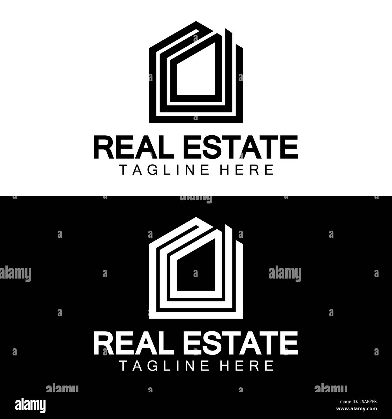 Real Estate Logo Vektor. Logo-Design-Vorlage für Immobilien-Immobilien-Illustration mit minimalistischem Konzept der Haussymbollinie Stock Vektor