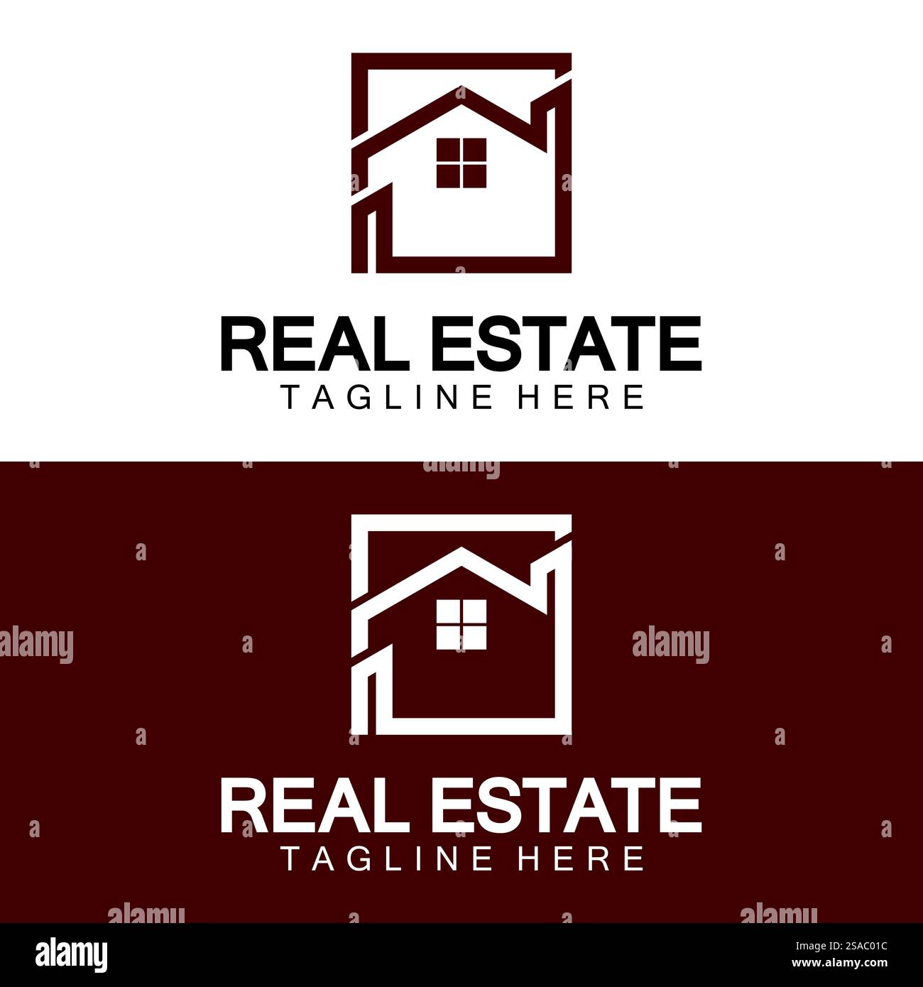 Real Estate Logo Vektor. Logo-Design-Vorlage für Immobilien-Immobilien-Illustration mit minimalistischem Konzept der Haussymbollinie Stock Vektor