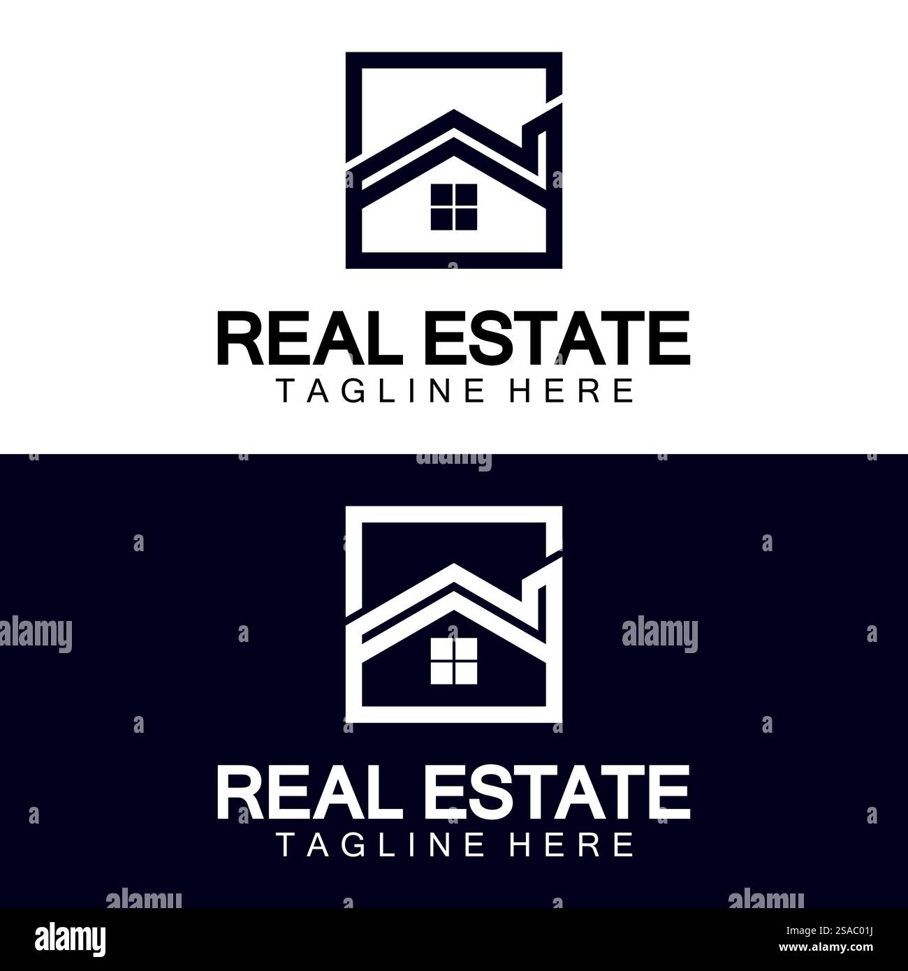 Real Estate Logo Vektor. Logo-Design-Vorlage für Immobilien-Immobilien-Illustration mit minimalistischem Konzept der Haussymbollinie Stock Vektor