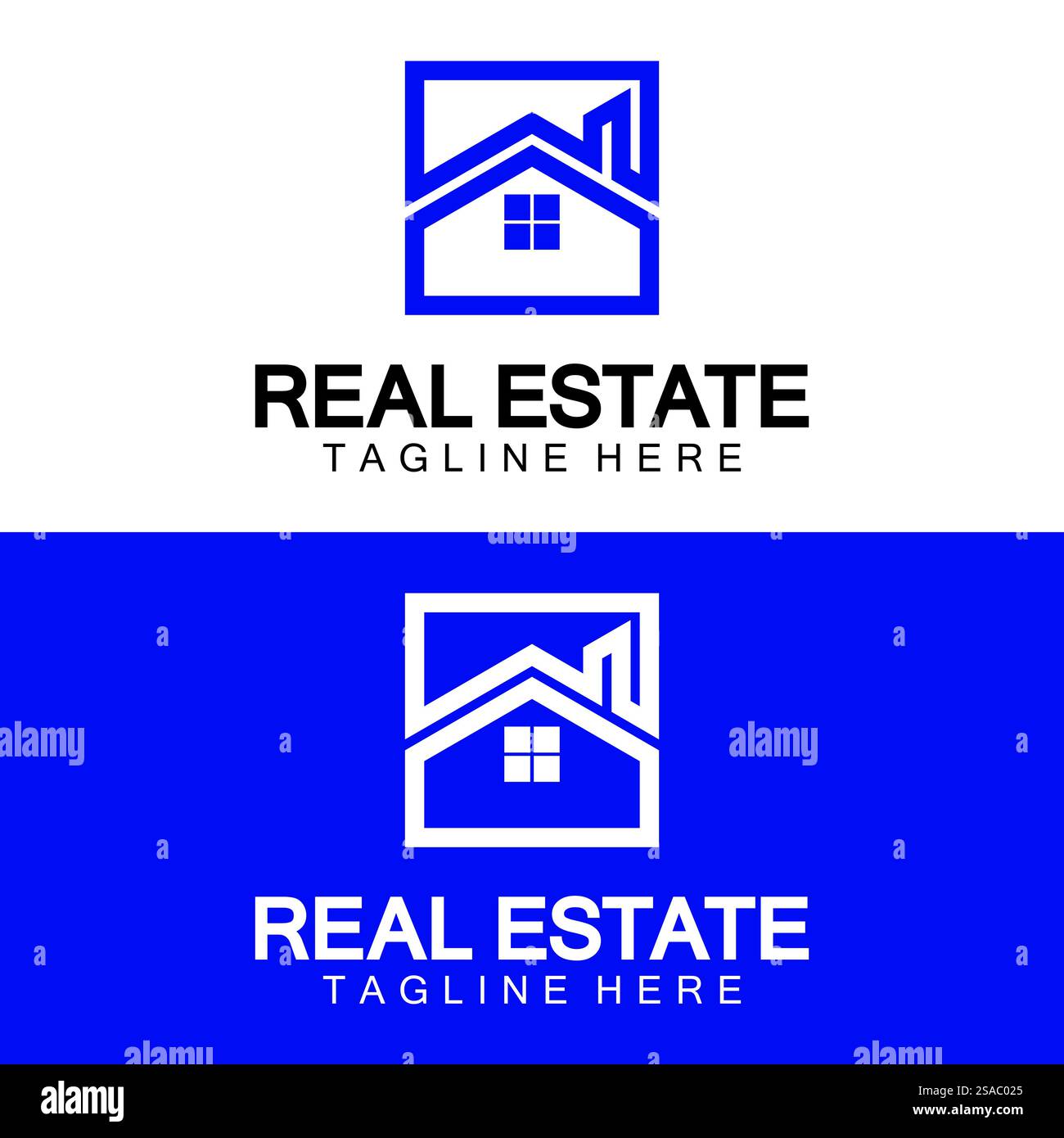 Real Estate Logo Vektor. Logo-Design-Vorlage für Immobilien-Immobilien-Illustration mit minimalistischem Konzept der Haussymbollinie Stock Vektor