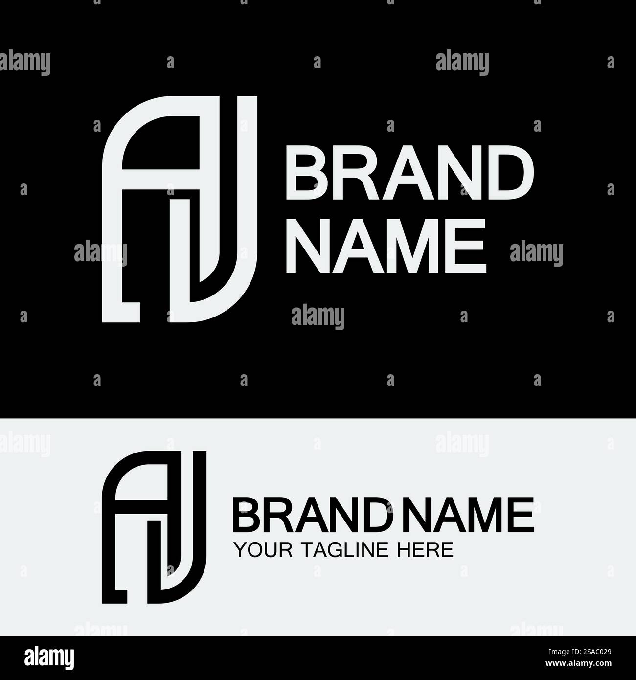 Creative Letter AU- oder UA-Logo-Vorlage Stock Vektor