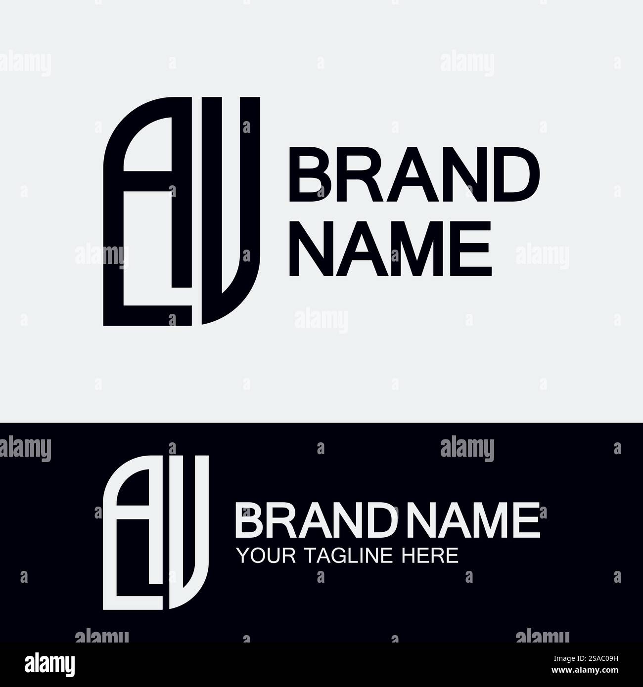 Creative Letter AU- oder UA-Logo-Vorlage Stock Vektor