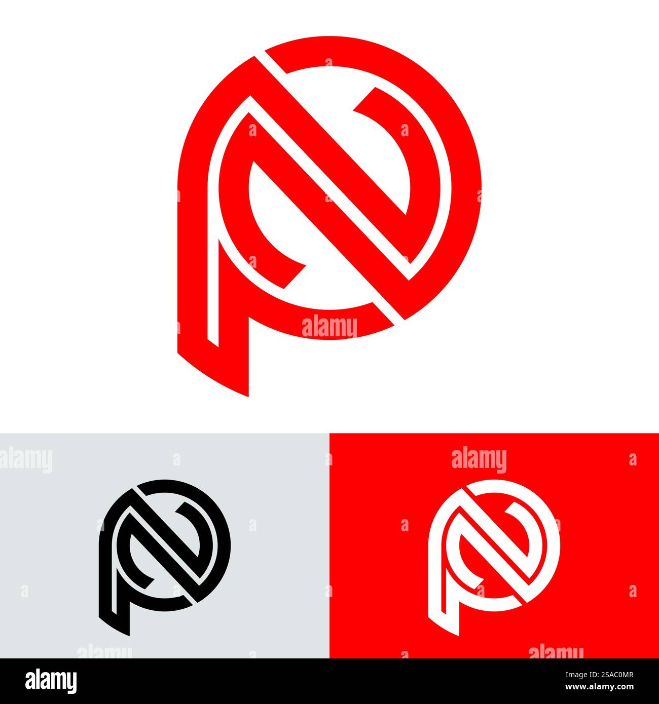 Buchstaben Monogramm-Logo PN, NP, P und N, elegantes und professionelles Letter-Icon-Design Stock Vektor