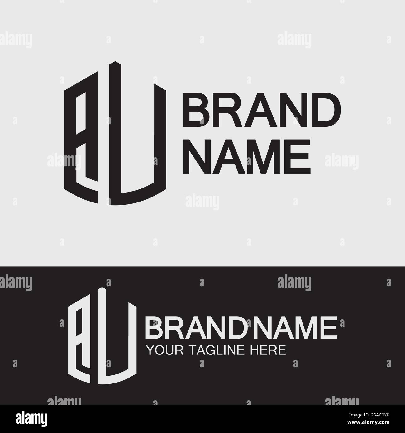 Creative Letter AU- oder UA-Logo-Vorlage Stock Vektor