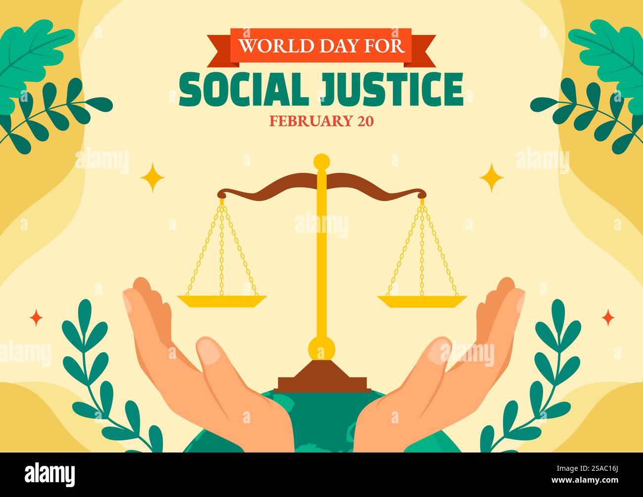 Social Justice Day Social Media Hintergrund Flat Cartoon Hand Gezeichnete Vorlagen Illustration Stock Vektor