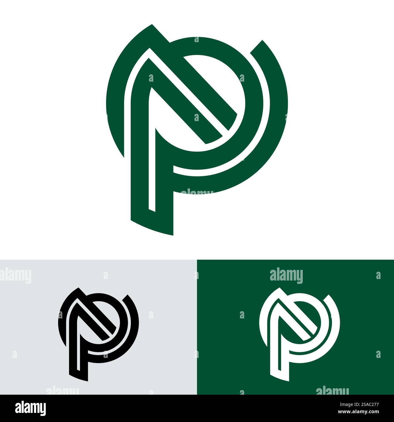 Buchstaben Monogramm-Logo PN, NP, P und N, elegantes und professionelles Letter-Icon-Design Stock Vektor