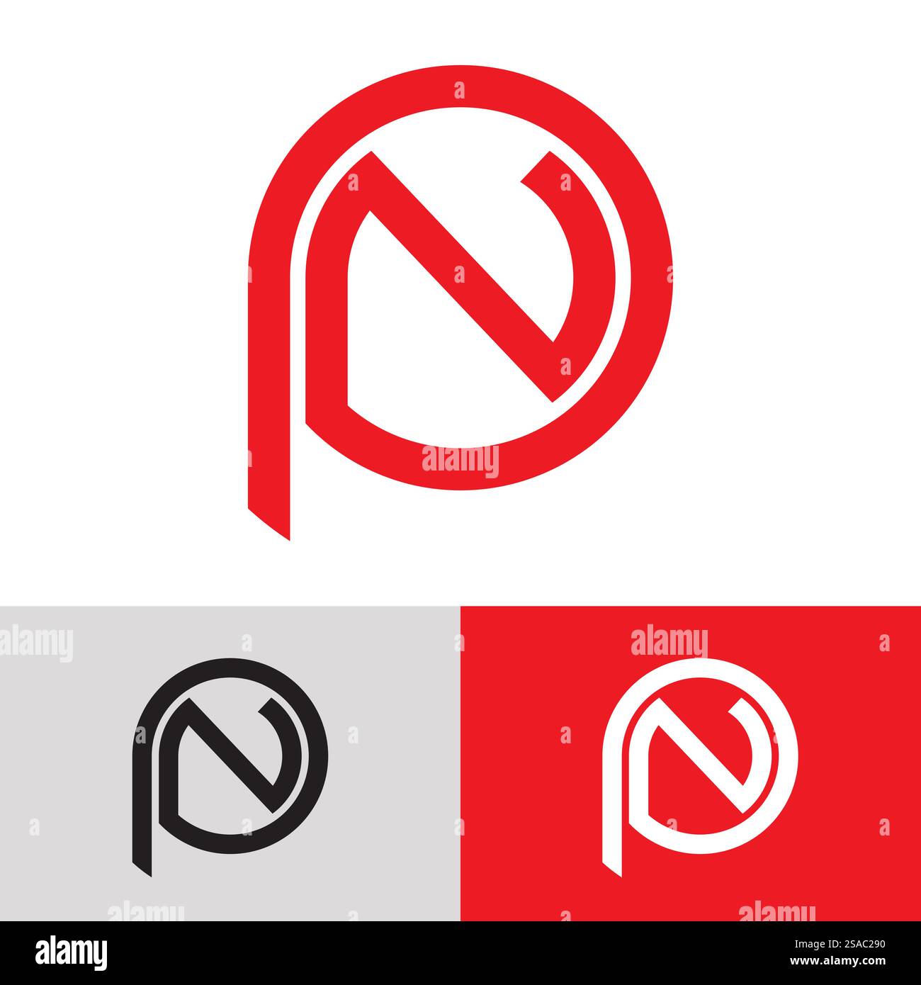 Buchstaben Monogramm-Logo PN, NP, P und N, elegantes und professionelles Letter-Icon-Design Stock Vektor