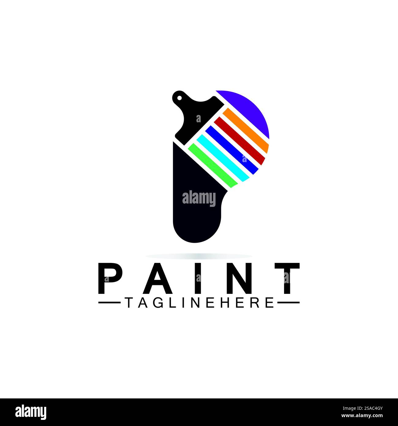 Buchstabe P mit Pinselsymbol für die Vektorvorlage des Logo-Konzepts. Stock Vektor