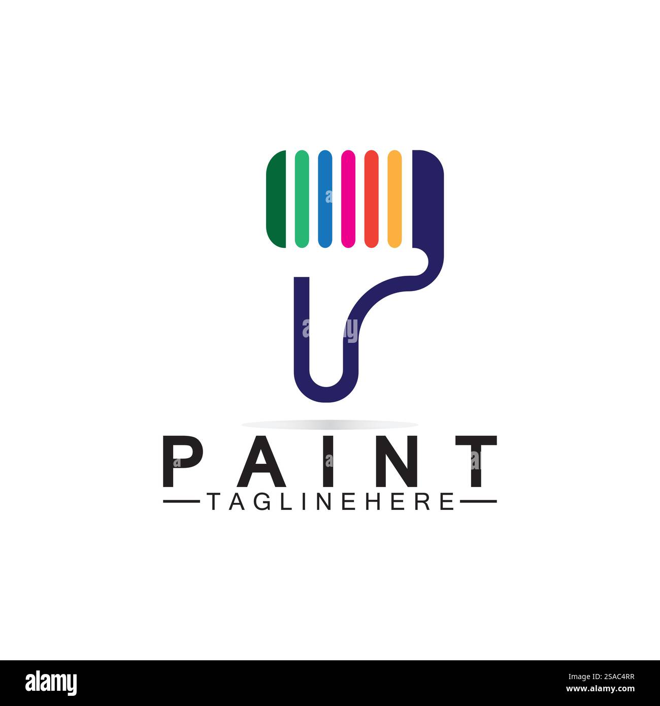 Buchstabe P mit Pinselsymbol für die Vektorvorlage des Logo-Konzepts. Stock Vektor