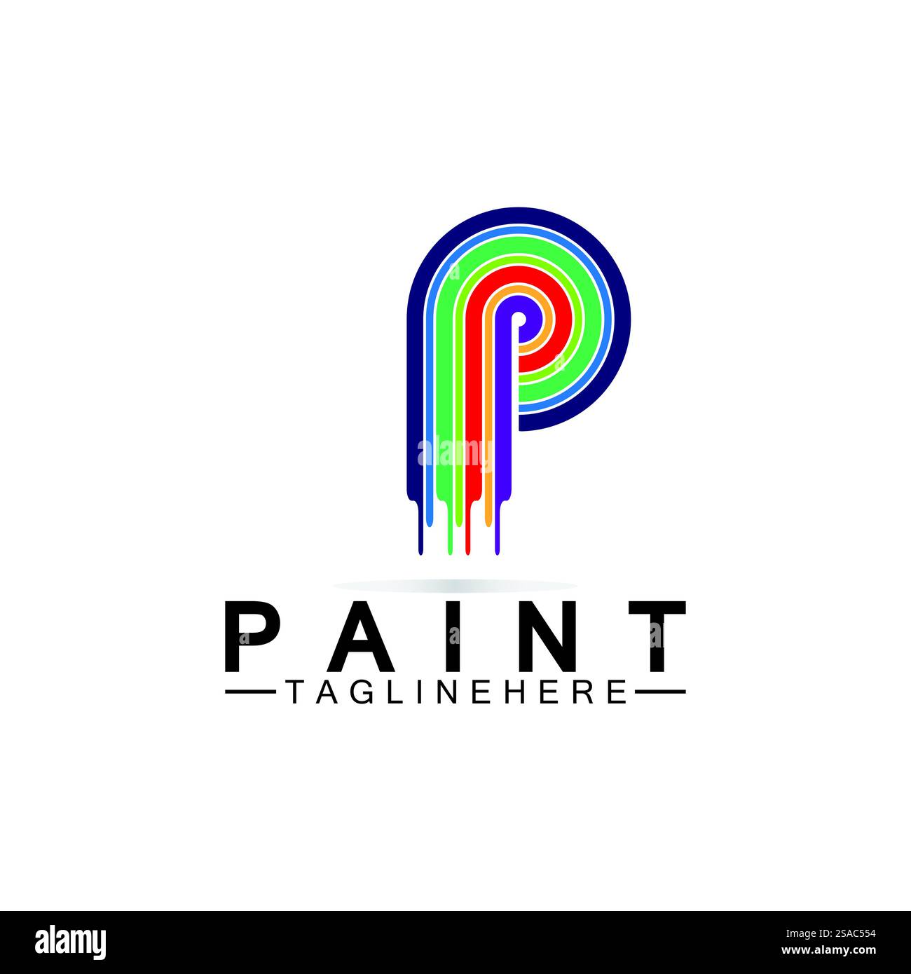 Buchstabe P mit Pinselsymbol für die Vektorvorlage des Logo-Konzepts. Stock Vektor