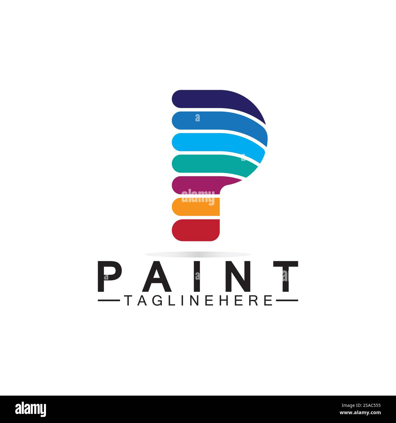 Buchstabe P mit Pinselsymbol für die Vektorvorlage des Logo-Konzepts. Stock Vektor