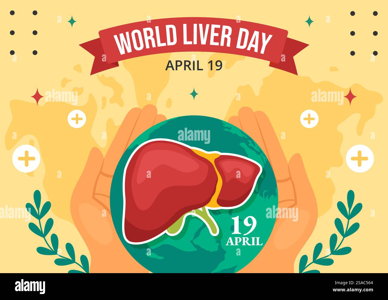 Liver Day Social Media Hintergrund Flache Cartoon Hand Gezeichnete Vorlagen Illustration Stock Vektor