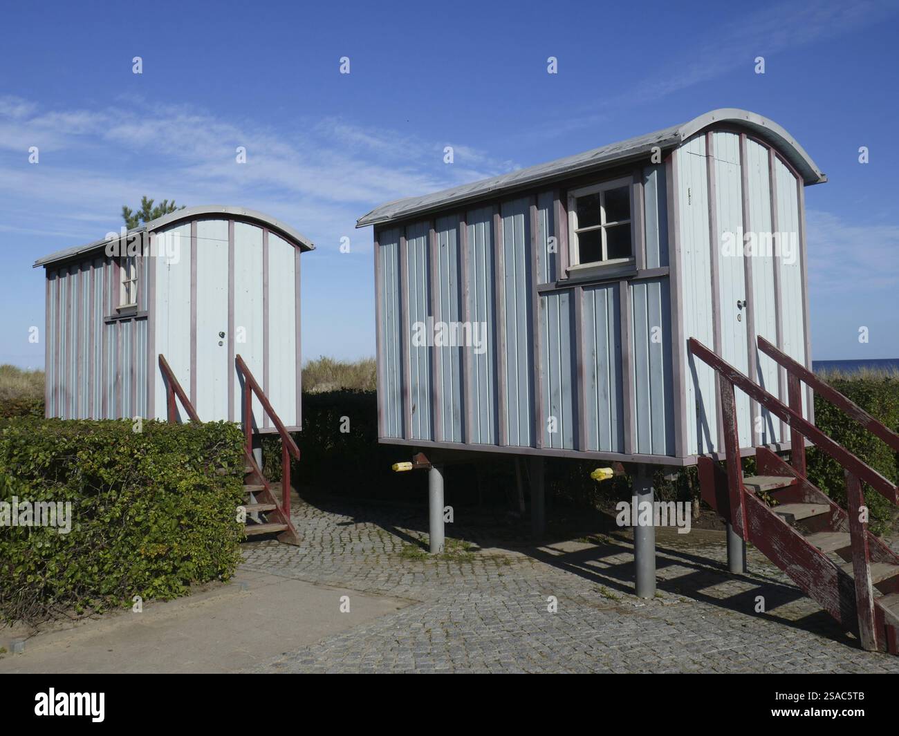 Badewagen auf der Promenade von Bansin, Usedom Stockfoto