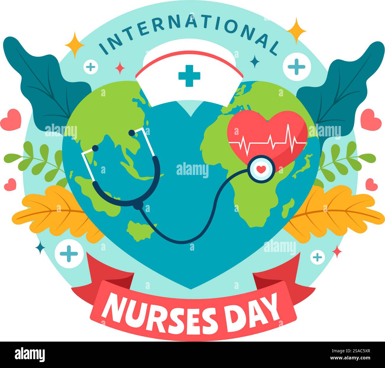 International Nurses Day Vector Illustration am 12. Mai für Beiträge, die Schwester zur Gesellschaft im Gesundheitswesen Flat Kids Cartoon Hintergrund Stock Vektor