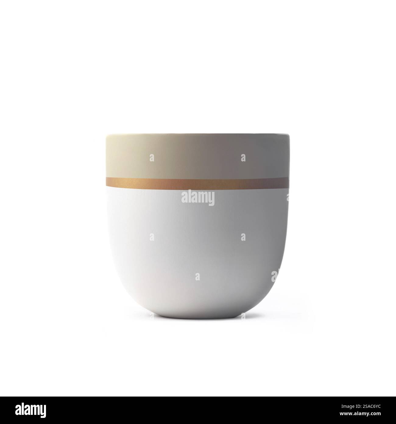 Zweifarbige Keramikschale mit elegantem Design in Beige- und Weißtönen. 3D-Rendering Stockfoto