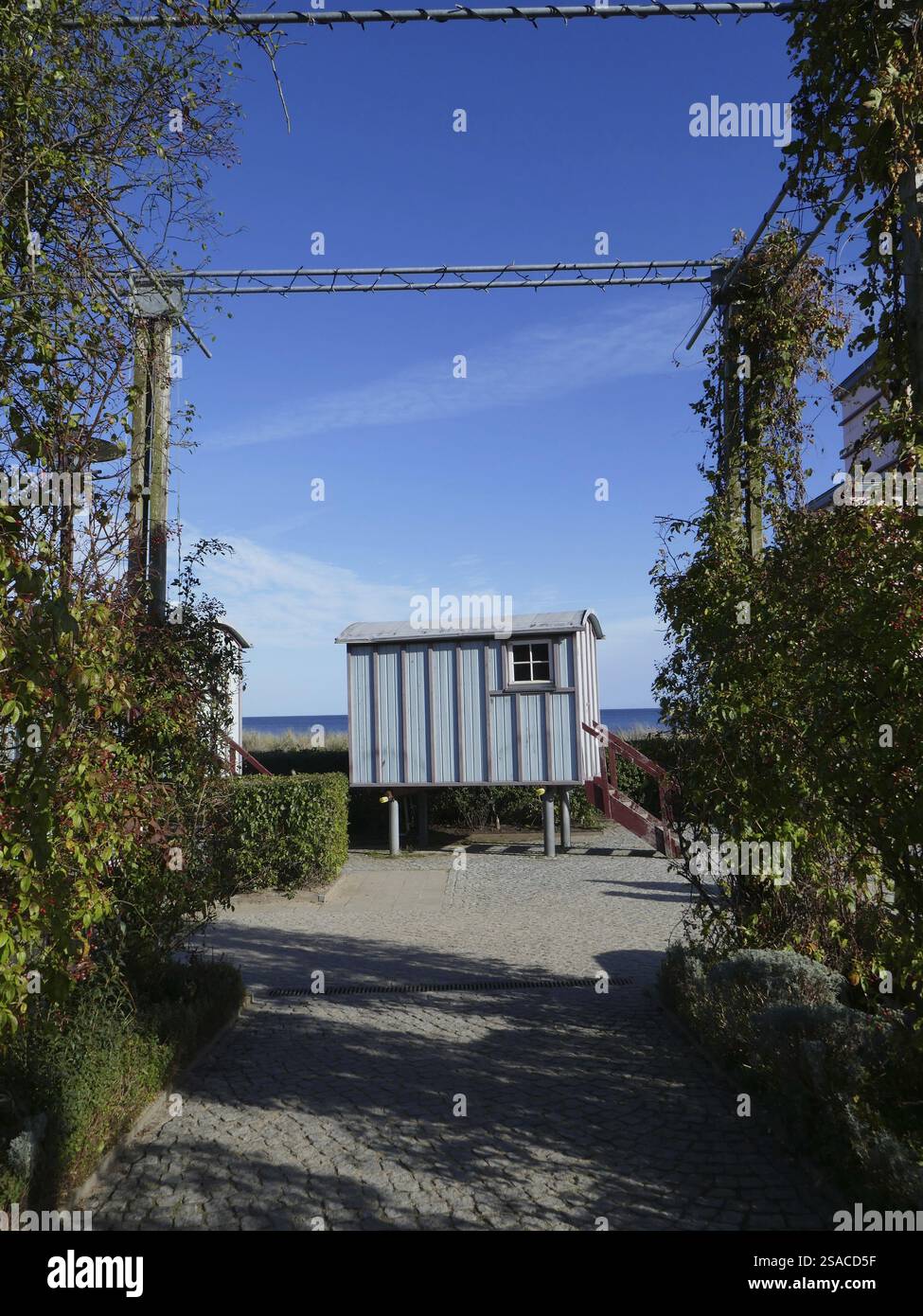 Badewagen auf der Promenade von Bansin, Usedom Stockfoto
