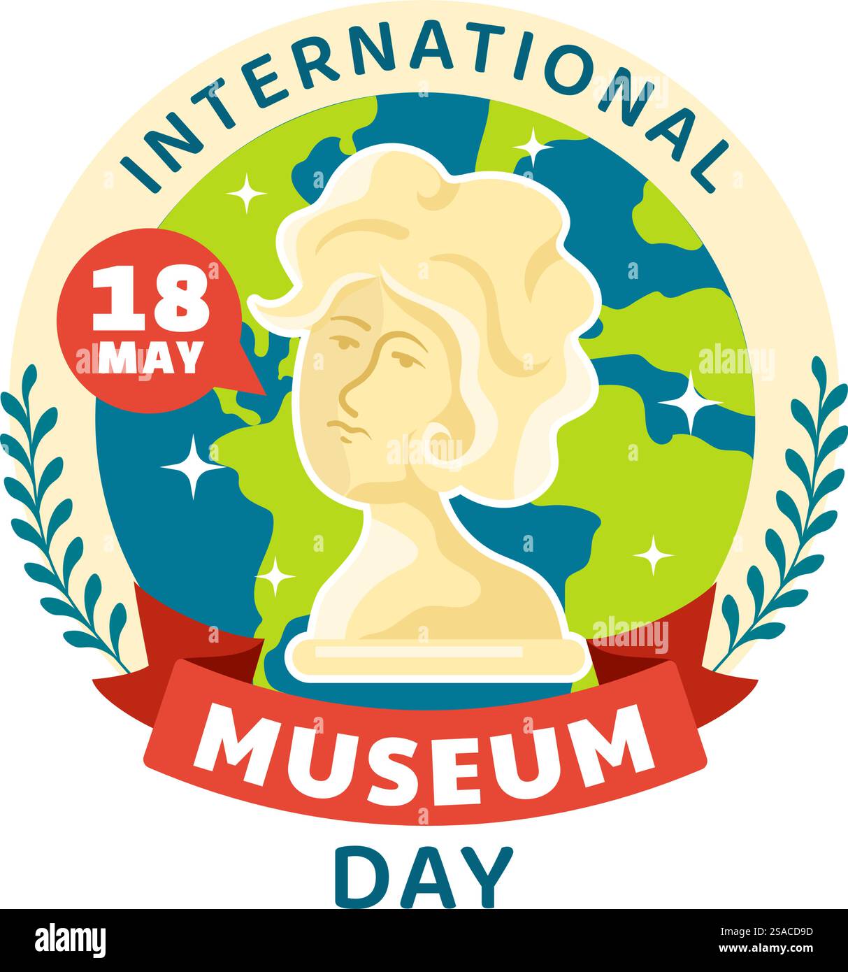 Internationaler Museumstag Vektor-Illustration am 18. Mai mit Gebäudegalerie oder Kunstwerken in flachem Zeichentrickhintergrund Design Stock Vektor