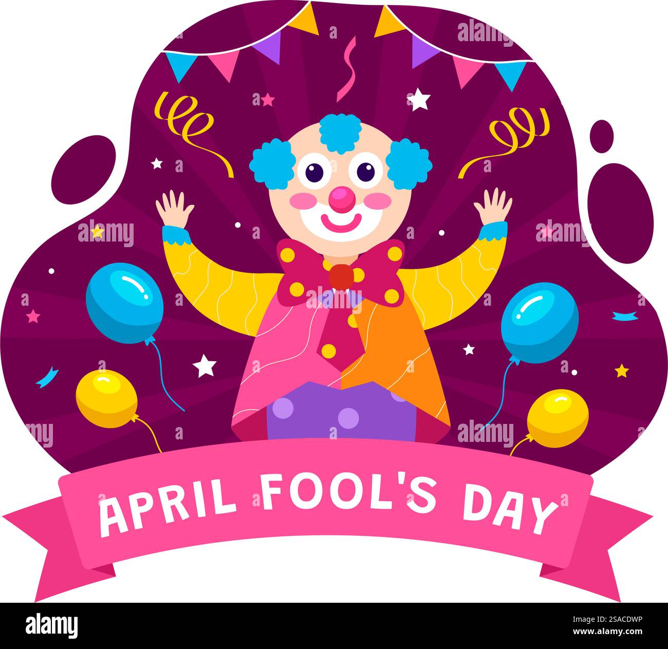 Illustration zum Feiern des fröhlichen Aprilfeiertags mit Narrenmütze und einer Box, die Überraschungen enthält, um die Menschen in Flat Cartoon Holiday zu überraschen Stock Vektor