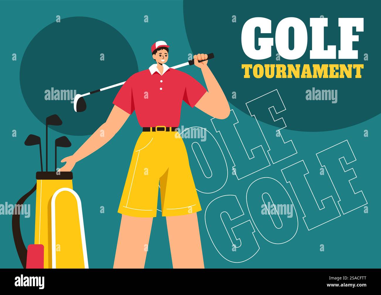 Golf Sport Social Media Illustration Flat Cartoon Hand Gezeichnete Vorlagen Hintergrund Stock Vektor