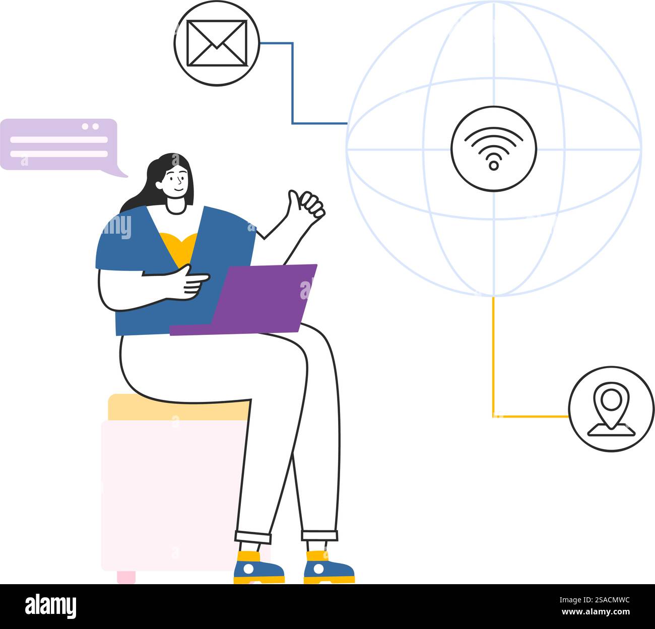 Intranet Internet Network Connection Technology Vektor-Illustration zur Weitergabe vertraulicher Unternehmensinformationen und Website in flachem Cartoon Hintergrund Stock Vektor