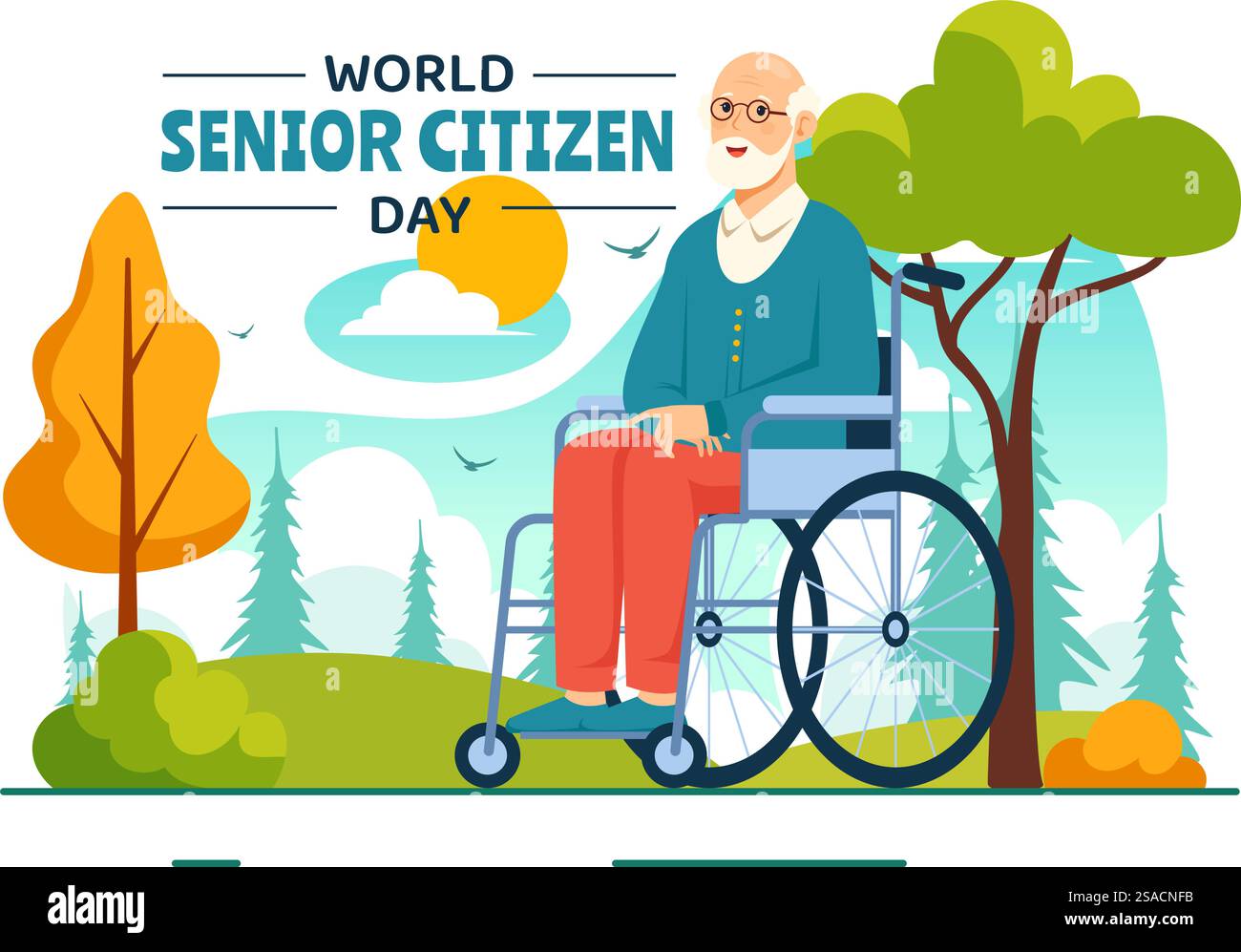 Vektor-Illustration zum Weltbürgertag am 21. August, um die Beiträge älterer Menschen zu respektieren und zu ehren, vor einem flachen Hintergrund Stock Vektor