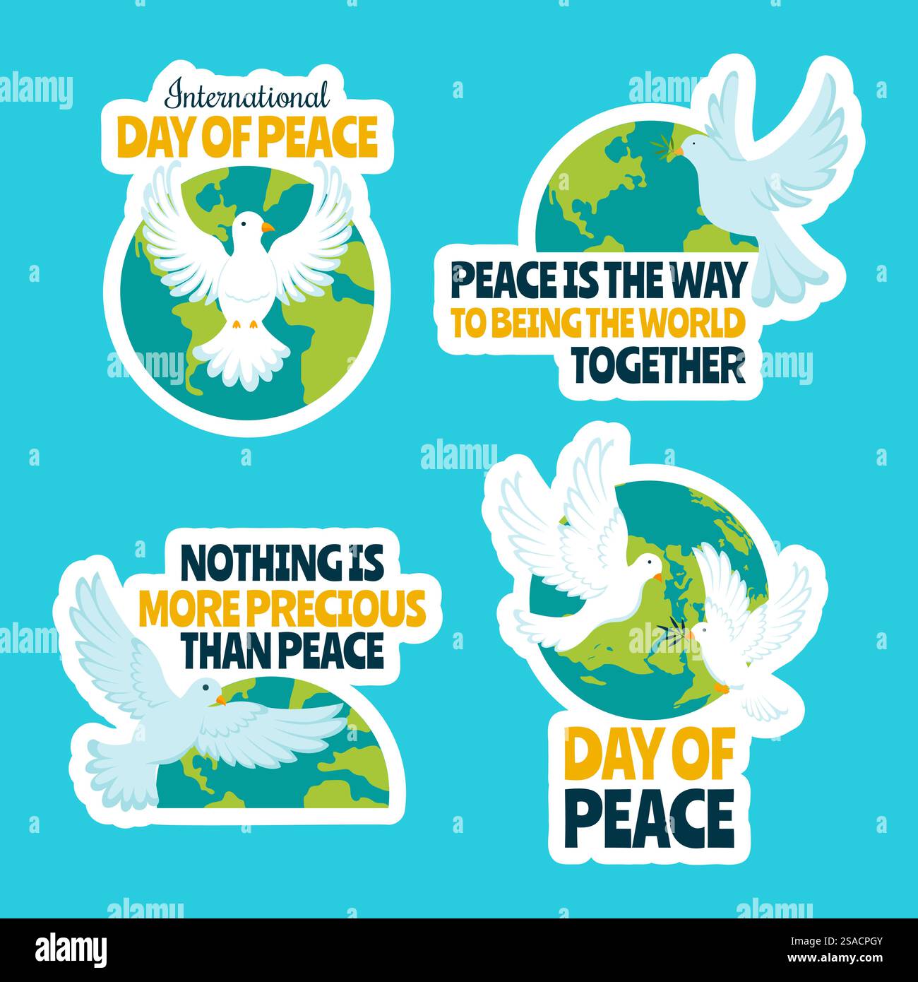 International Peace Day Label Flat Cartoon Hand Gezeichnete Vorlagen Hintergrund Illustration Stock Vektor